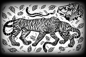 A panther fighting a tiger tattoo idea
