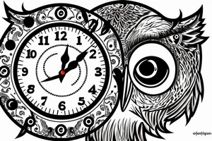 Owl with a clock for an eyeball tattoo idea