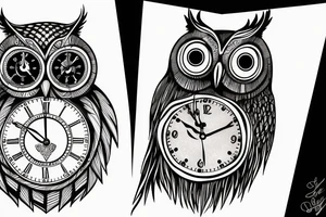Owl with a clock for an eyeball tattoo idea