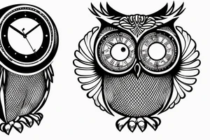 Owl with a clock for one eyeball tattoo idea