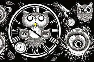 Owl with a clock for one eyeball tattoo idea