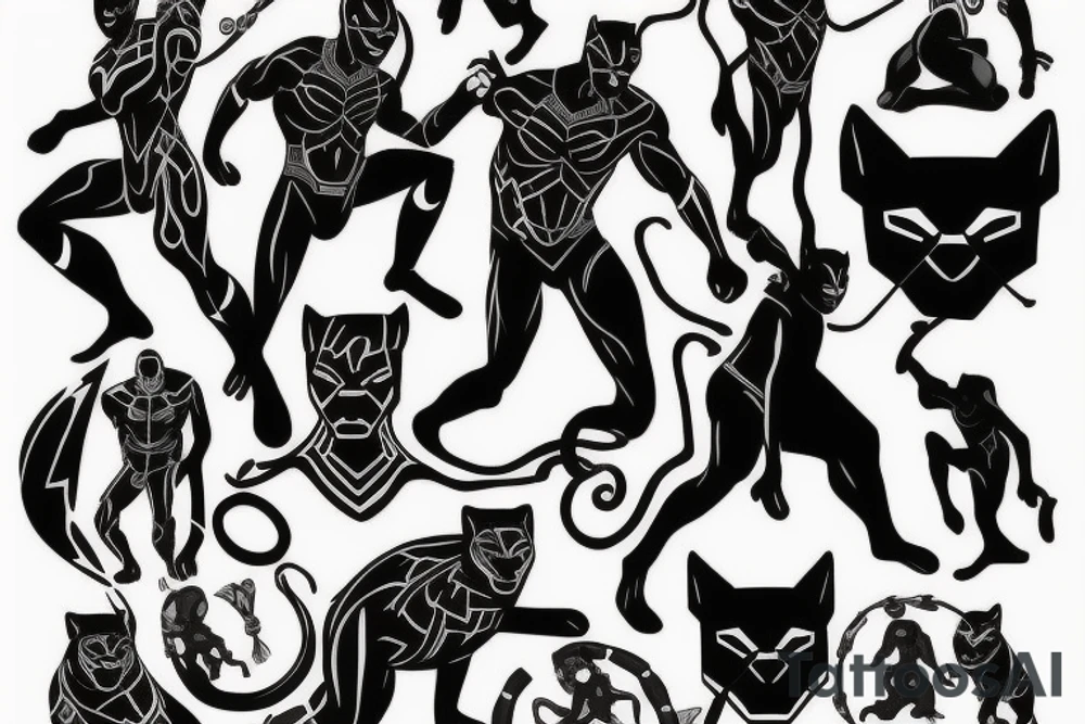 A black panther’s full body walking tattoo idea