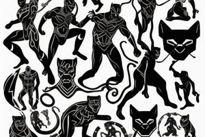 A black panther’s full body walking tattoo idea