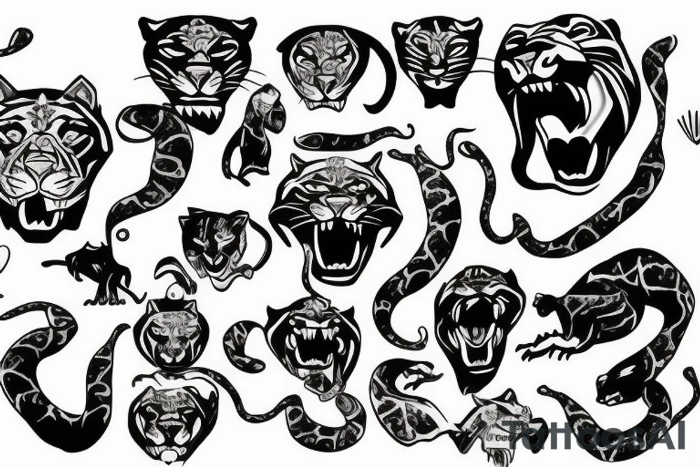 A panther’s full body walking tattoo idea