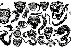 A panther’s full body walking tattoo idea
