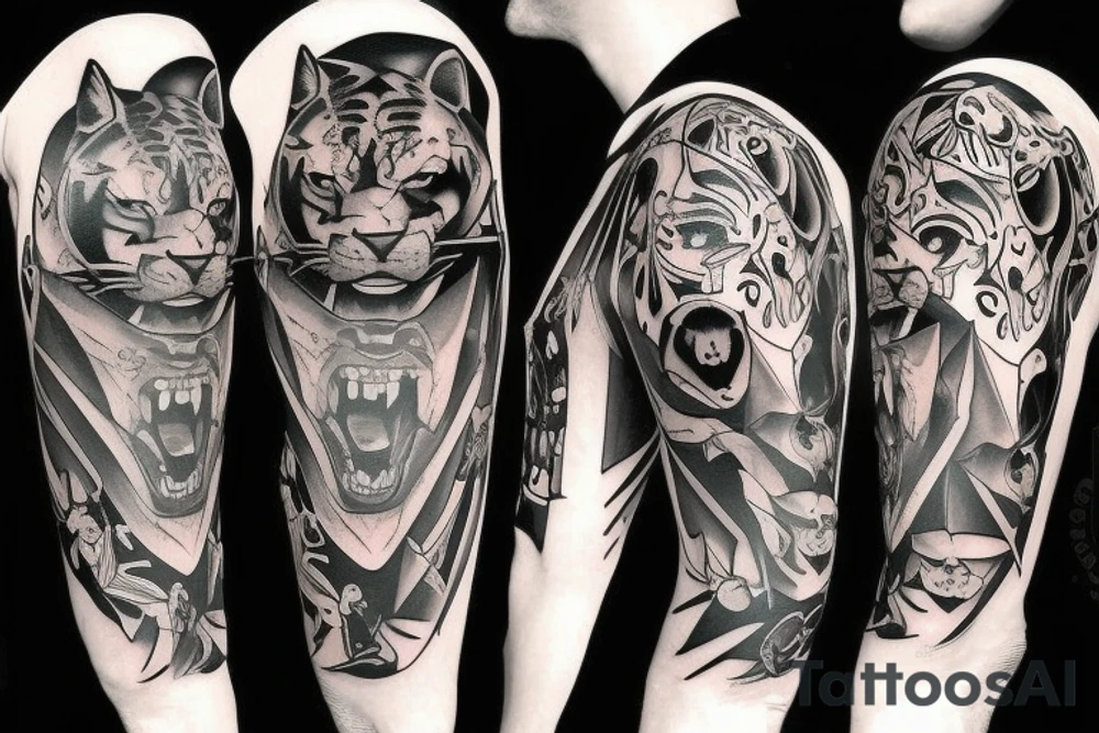 A panther’s full body walking tattoo idea