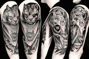 A panther’s full body walking tattoo idea