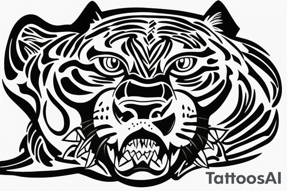 A panther walking towards a tiger tattoo idea