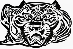 A panther walking towards a tiger tattoo idea