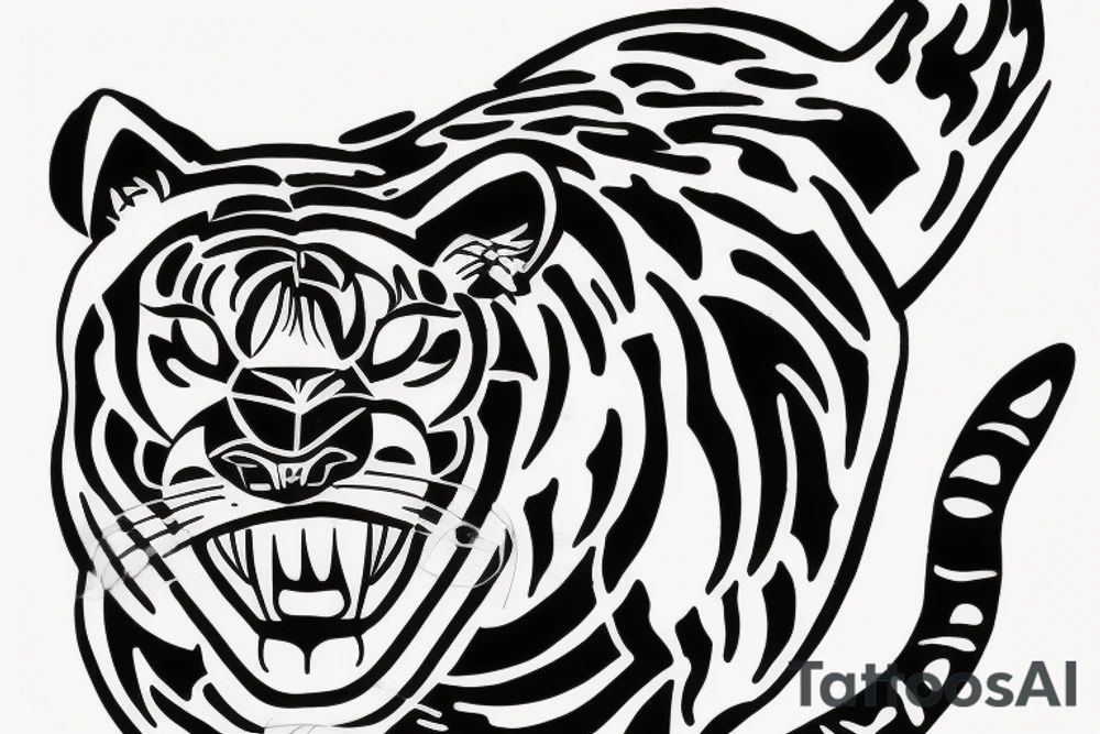 A panther walking towards a tiger tattoo idea