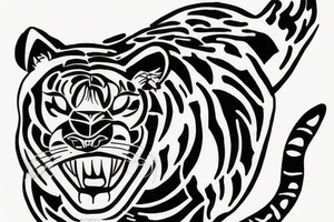 A panther walking towards a tiger tattoo idea