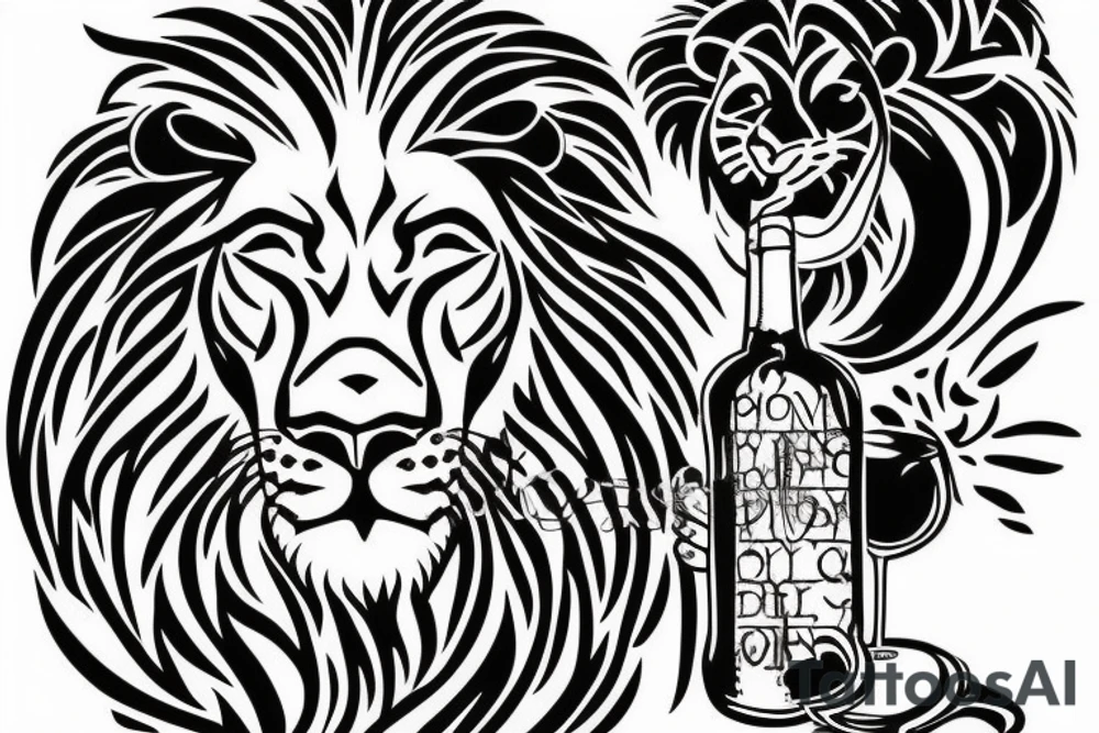 lion with a jug of wine tattoo idea