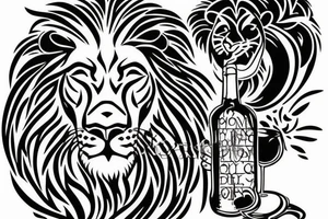 lion with a jug of wine tattoo idea