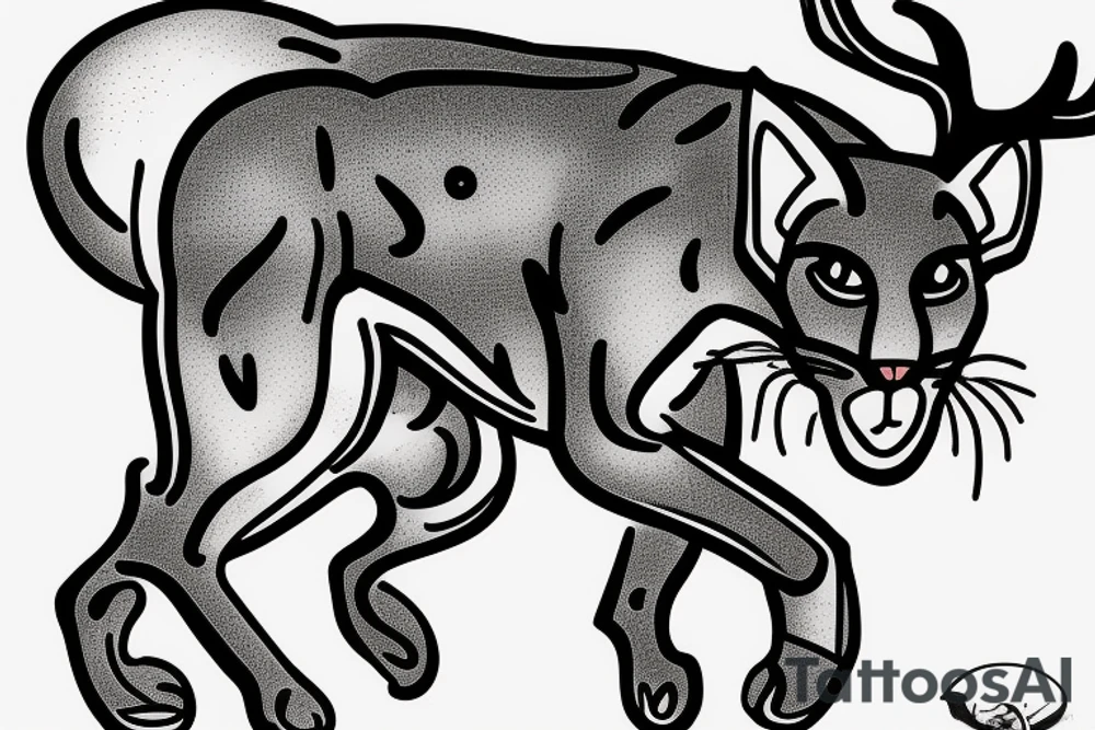 A panther protecting a deer tattoo idea