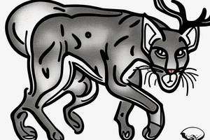 A panther protecting a deer tattoo idea