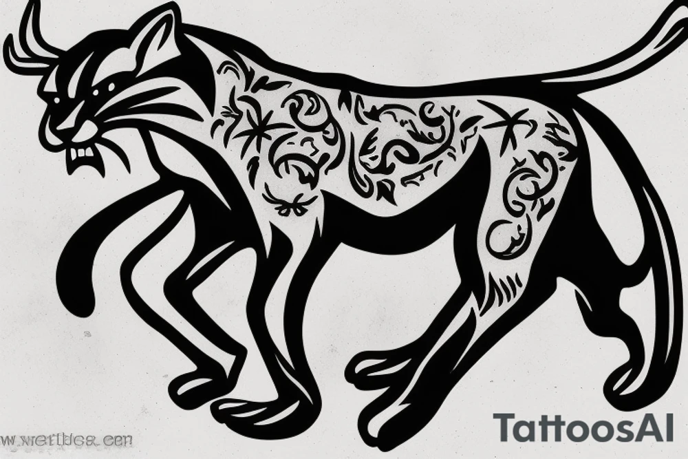 A panther protecting a deer tattoo idea