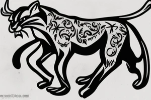 A panther protecting a deer tattoo idea