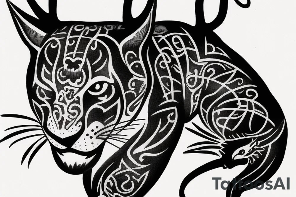 A panther protecting a deer tattoo idea