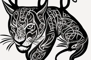 A panther protecting a deer tattoo idea