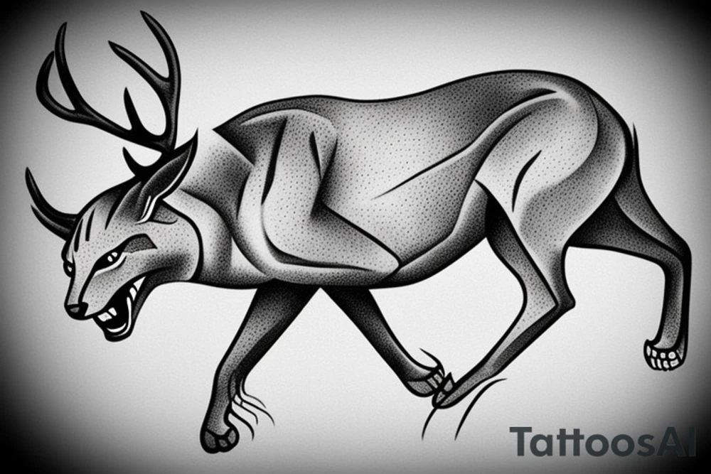 A panther protecting a deer tattoo idea