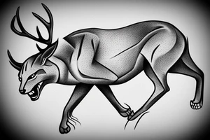 A panther protecting a deer tattoo idea