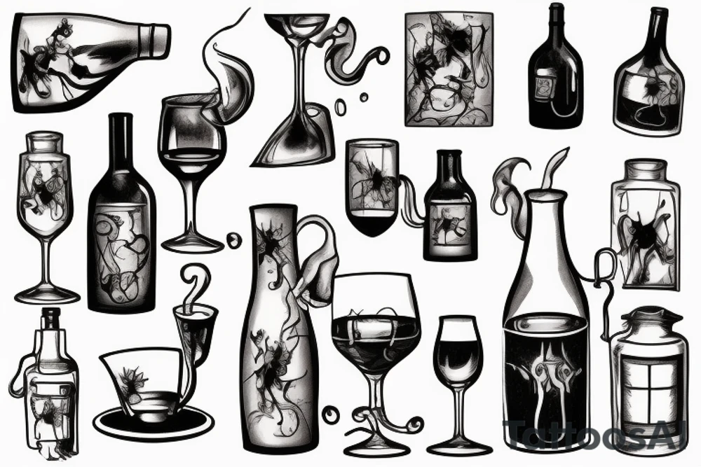 jug of wine being poured out tattoo idea