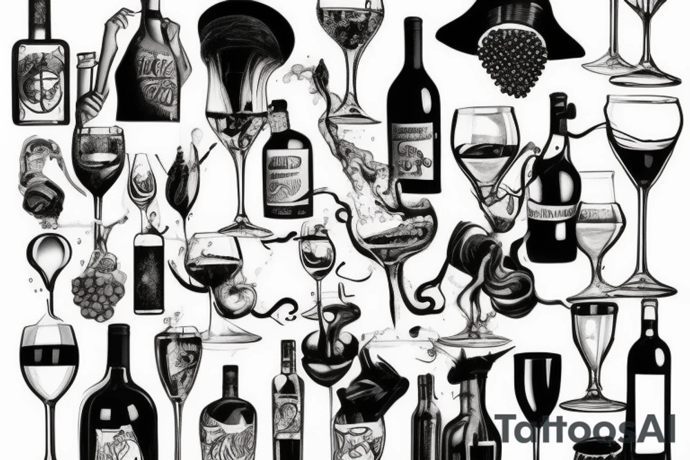 wine being poured out tattoo idea