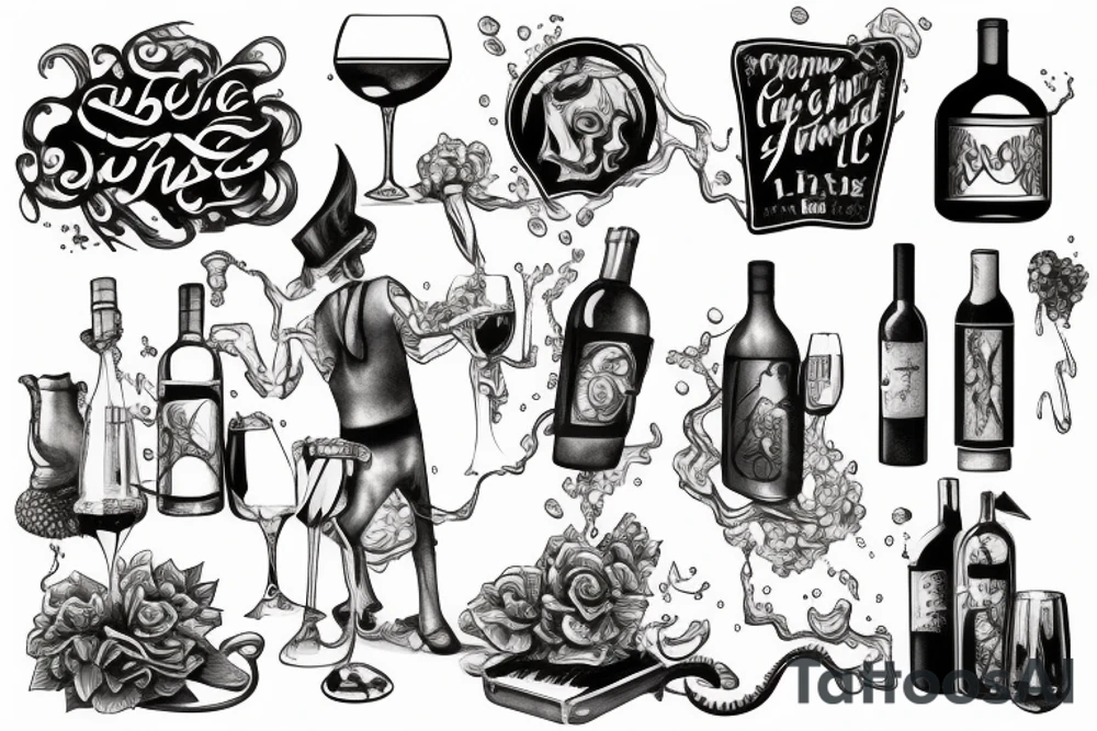 wine being poured out tattoo idea
