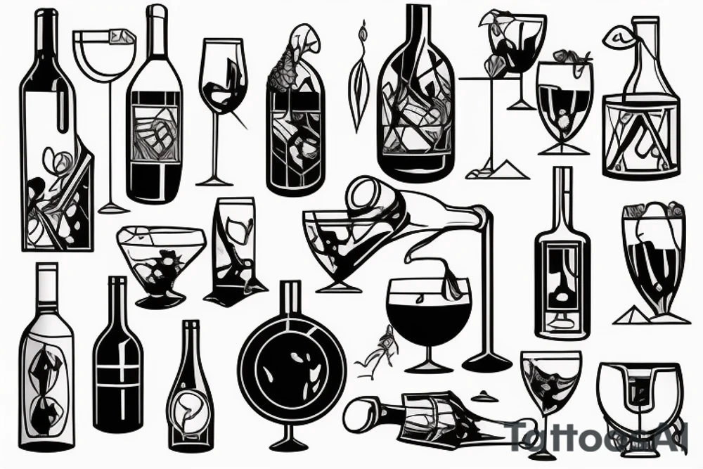 wine being poured out tattoo idea