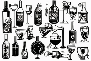 wine being poured out tattoo idea