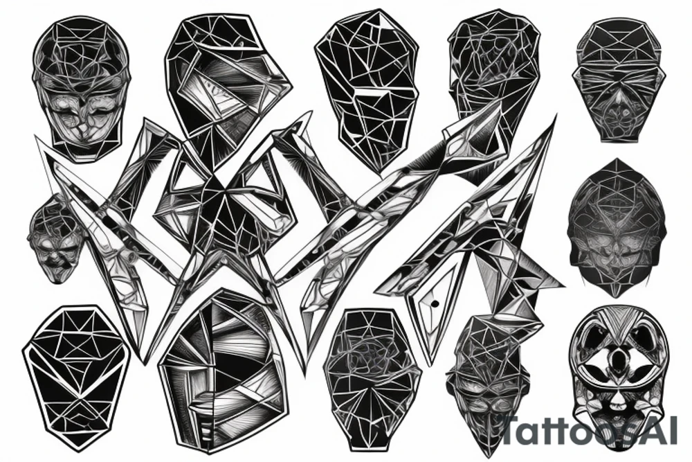 geometrical cyber tattoo idea