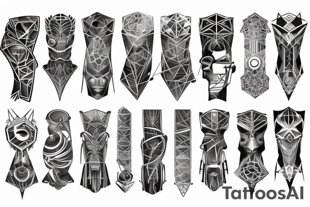 geometrical cyber tattoo idea