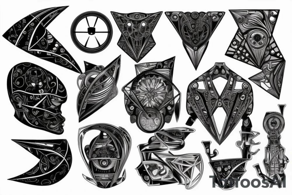 geometrical cyber circuits tattoo idea