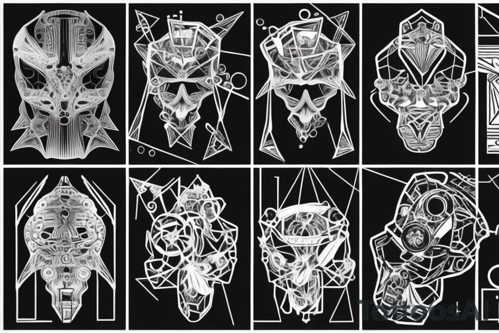 geometrical cyber circuits tattoo idea