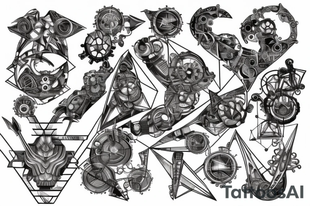 geometrical cyber circuits tattoo idea