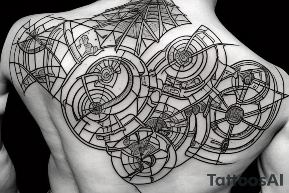 geometrical cyber circuits tattoo idea