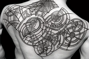 geometrical cyber circuits tattoo idea