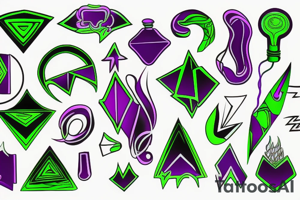 electrical ciruits green and purple tattoo idea