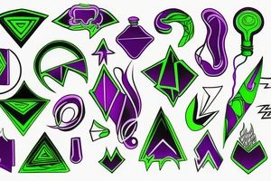 electrical ciruits green and purple tattoo idea