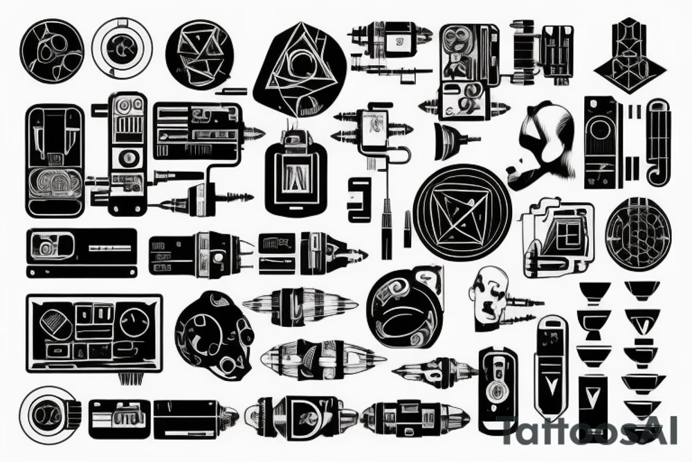 electrical ciruits cyberpunk tattoo idea