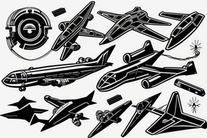 electrical ciruits cyberpunk airplane tattoo idea