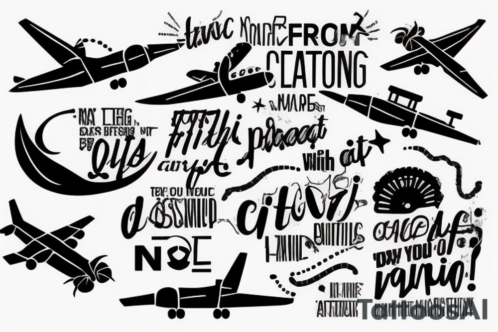 an airplane that is making a quote tattoo idea