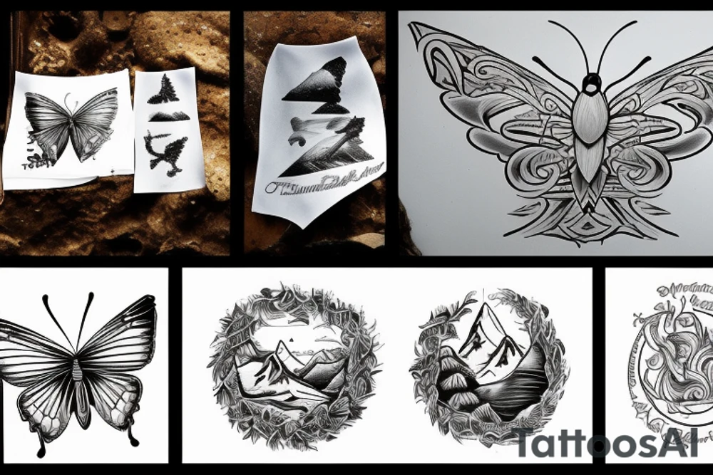 A mix of elements that represent me and my beliefs.
Mountain top and iceberg
Ocean and sand
A symbol of Argentina, Lebanon and France
Symbol of family and continuity
A butterfly and a dove
Layers
Contradictions
Opposites tattoo idea