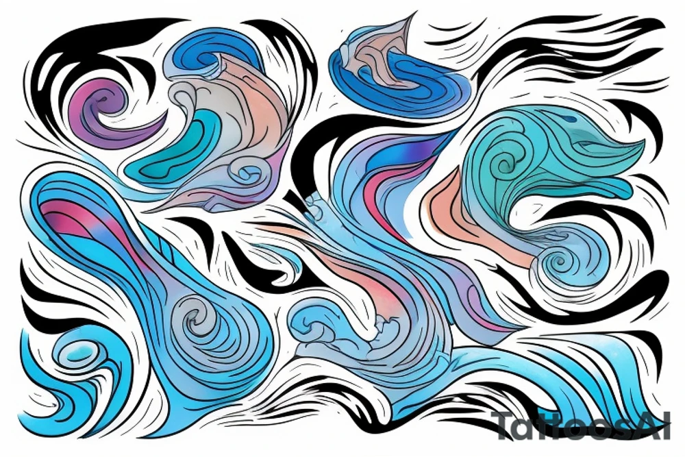 A stormy stream of water, a wave, the element of creation tattoo idea