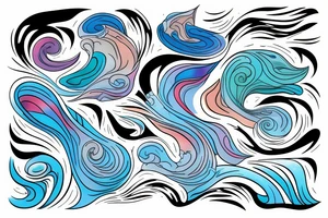 A stormy stream of water, a wave, the element of creation tattoo idea