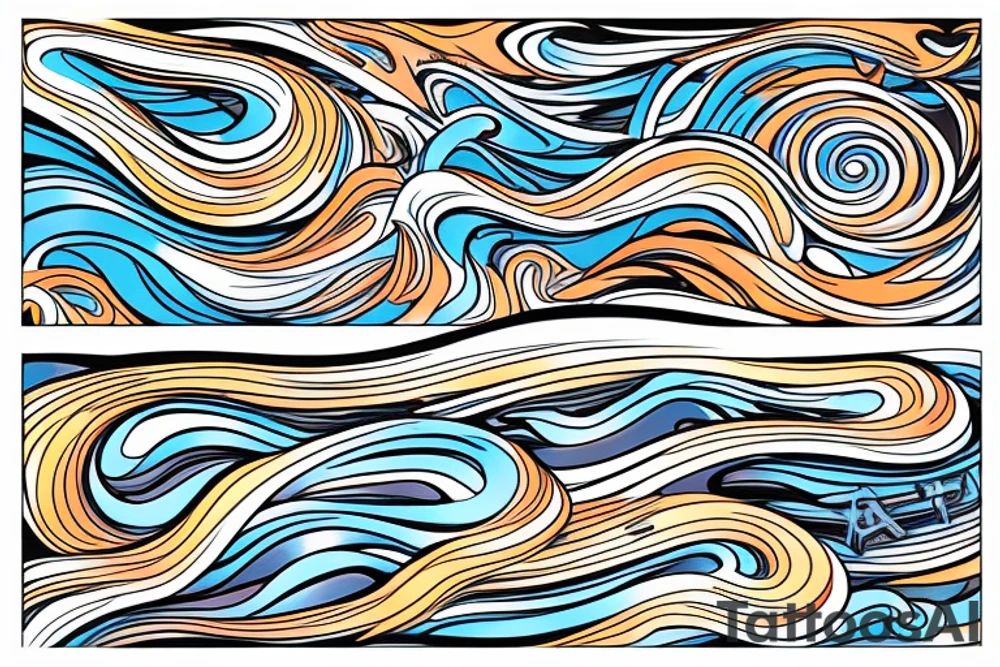 A stormy stream of water, a wave, the element of creation tattoo idea