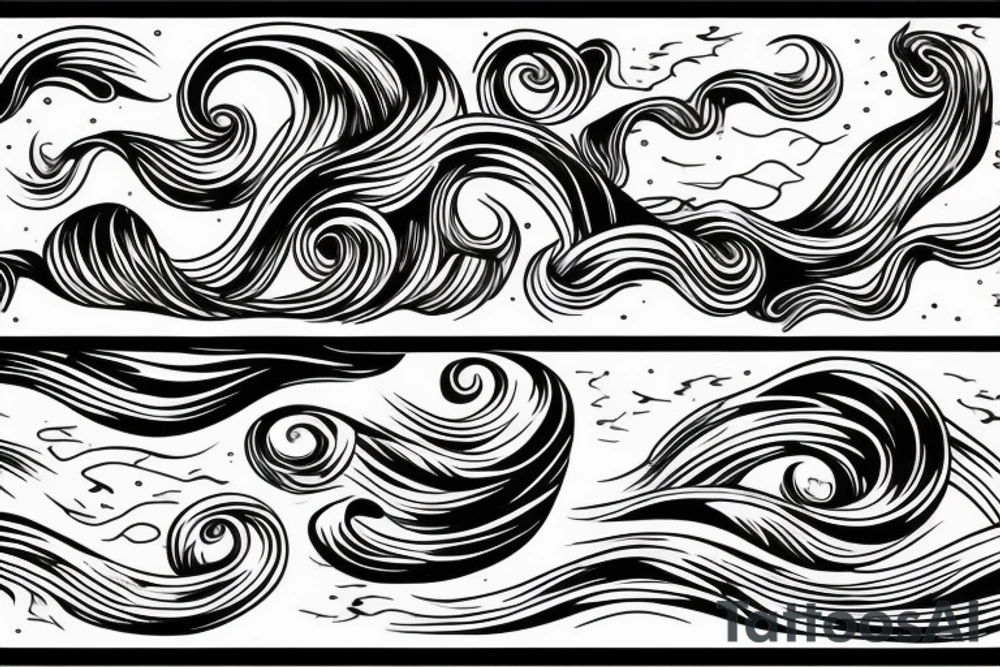 A stormy stream of water, a wave, the element of creation tattoo idea