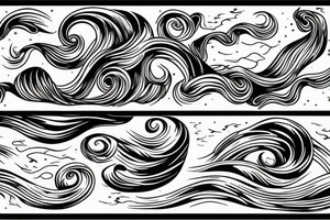 A stormy stream of water, a wave, the element of creation tattoo idea