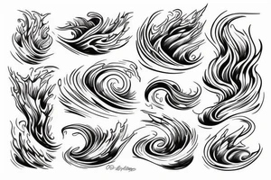 A stormy stream of water, a wave, the element of creation tattoo idea