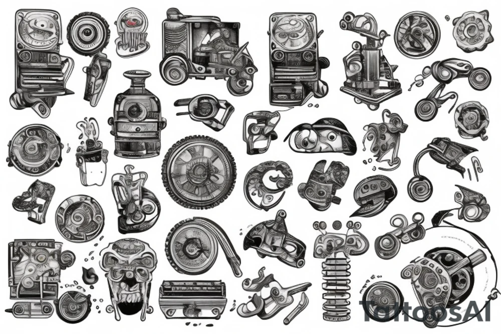 Mechanical with 90s catoon tattoo idea